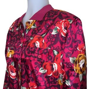 Vintage 80s/90s LAUREN LEE Rose Print Top~sz 12